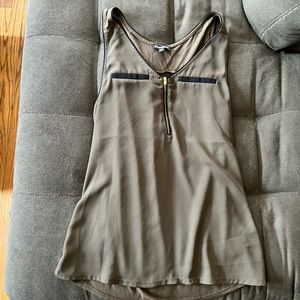Express women’s olive green tank top with zipper detail